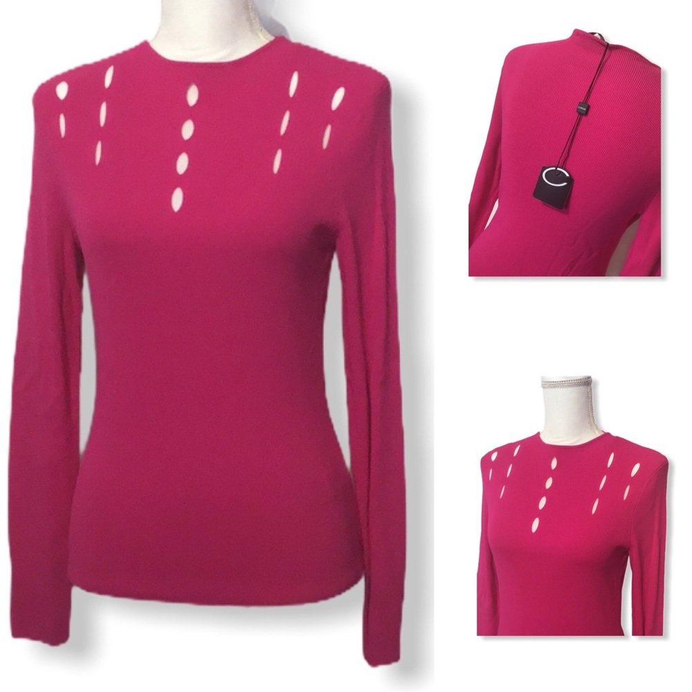 Cyrus - Sz S - sexy fuchsia cut out sweater